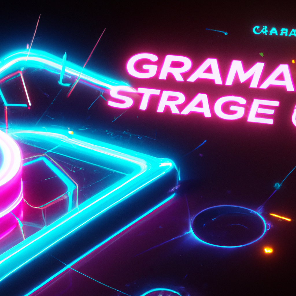 ArcForge Playhouse hero — neon arcade stage with HUD overlays